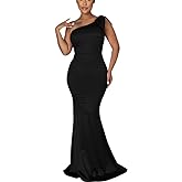FairyLove Women's One Shoulder Sleeveless Formal Ruched Bodycon Fashion Dress Belted Cocktail Dresses