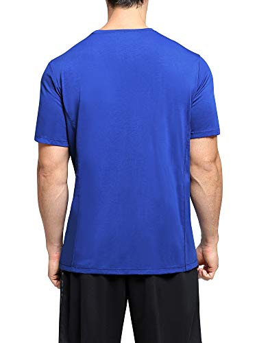 Neleus Men's Workout Shirts Short Sleeve Athletic Running T-Shirt,3 Pack,Black/Grey/Blue,XL,EU 2XL