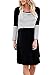 HOTAPEI Women's Long Sleeve A-Line Flare Casual Loose T-Shirt Midi Dress Striped Black Large