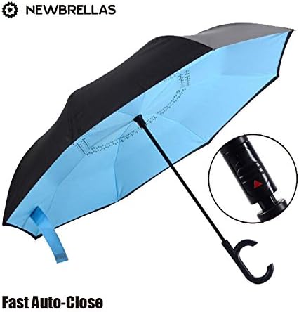 NEWBRELLAs Creative Auto-close Inverted Umbrella for Driver (Light blue)