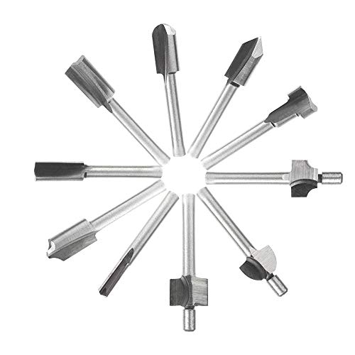 Saiper 10pcs HSS Carpentry Router Bits 1/8 Inch(3mm) Shank Engraving Bits Fit for Dremel Foredom Rotary Tools Set for Edge Grooving Wood Deburring Engraving and Milling - Thumbnail 5