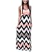 Yidarton Womens Wave Striped Summer Beach Dress Party Long Maxi Dresses Pink Large