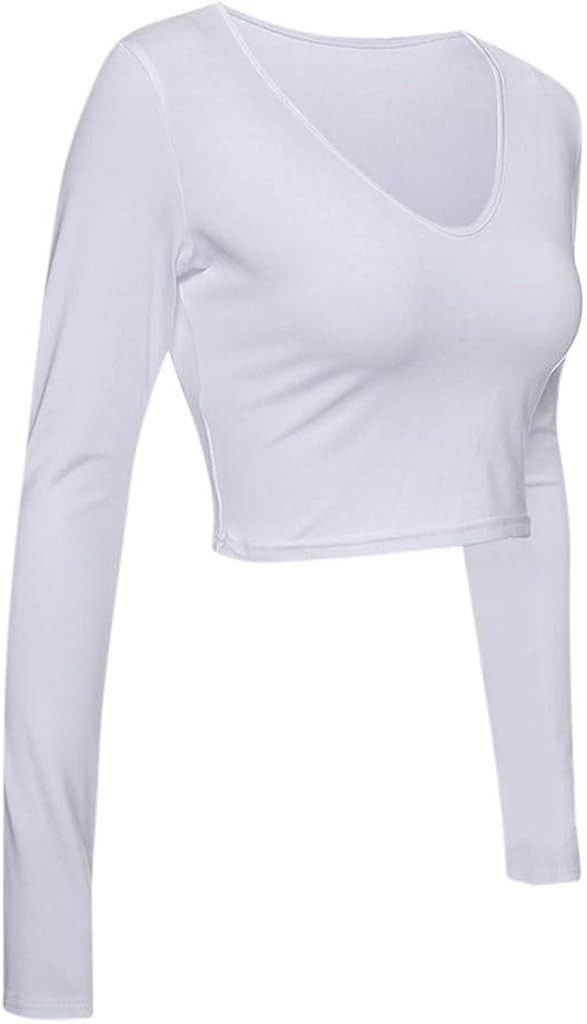 Wolfleague Femme T Shirt A Manches Longues Tops Tuniques Tee Shirt Couleur Unie Col V Top Sweatshirt Blouse Grande Taille Fluide Casual Top Blouse Haut Femme Co T Shirts Tops Et Chemisiers