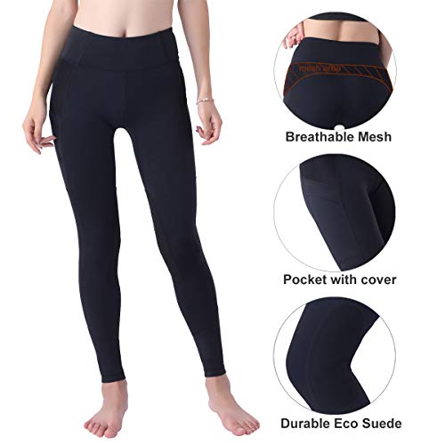 image for OKAY SPORTS Women's Breathable Horse Riding Tights Knee Patch Grip Equ
