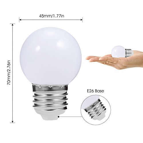 Led Vanity Light Bulb, JandCase G14 Globe Bulb, 1 Watt(10W Equivalent