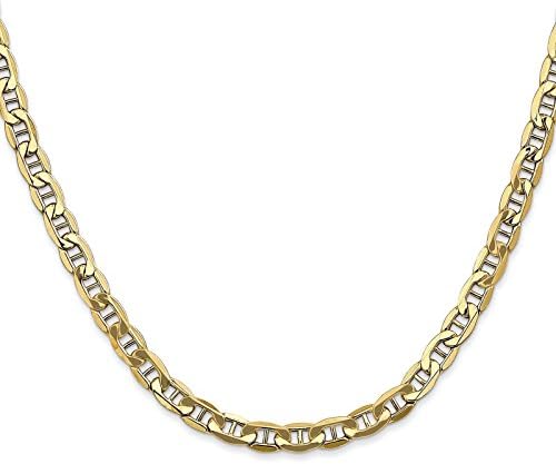 14k Yellow Gold 5.0mm Semi-Solid Polished Anchor Link Chain Bracelet 7"