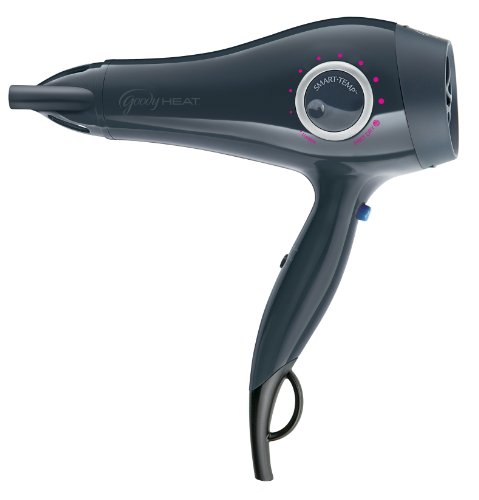 Goody Heat Smart-Temp 1,875-Watt Turbo Hair Dryer with Volumizing Diffuser, Smoothing Concentrator, and Removable Filter