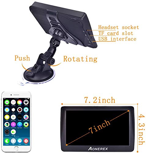 GPS Navigation for Car, Aonerex 7" Touch Screen 8GB Real Voice Spoken Turn-by-Turn Direction Reminding Navigation System for Cars, Vehicle GPS Satellite Navigator with Free Lifetime Map Update - Thumbnail 5