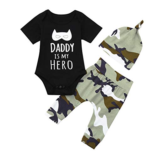 Little Story Baby Short Sleeve Alphabet Cartoon Camouflage Hakama Trousers Set Newborn Infant Baby Boy