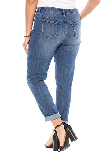 Womens Plus Size Boyfriend Jeans Black Distressed 18 W