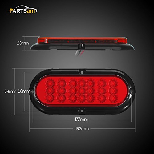 image for Partsam 2 Pcs Red Oval Oblong 6-1/2