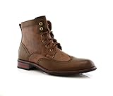 Polar Fox MPX-808567 Men's Brown Lace Up Wing Tip Perforated Dress Ankle Boot (11)
