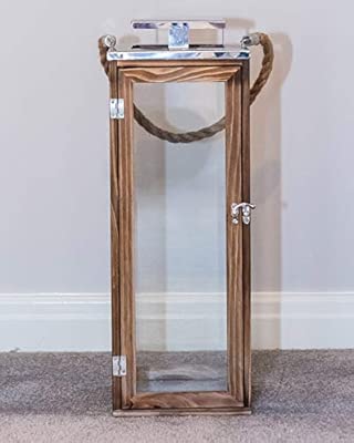 Sue Ryder Large Sized Rustic Wooden And Chrome Candle Holder Floor