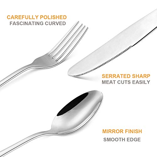 image for Silverware Set 20-Piece, Wildone Stainless Steel Flatware Cutlery Set 