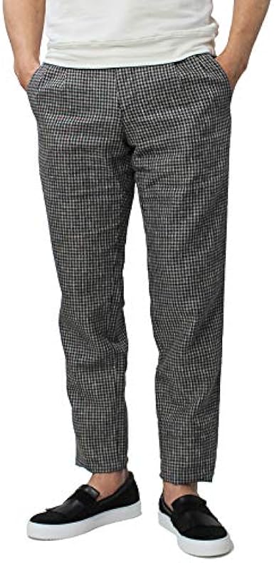 Amazon Pt01 Arial Sharp Fit リネン コットン ハウンドトゥース柄 ツープリーツ パンツ 並行輸入品 ロングパンツ 通販