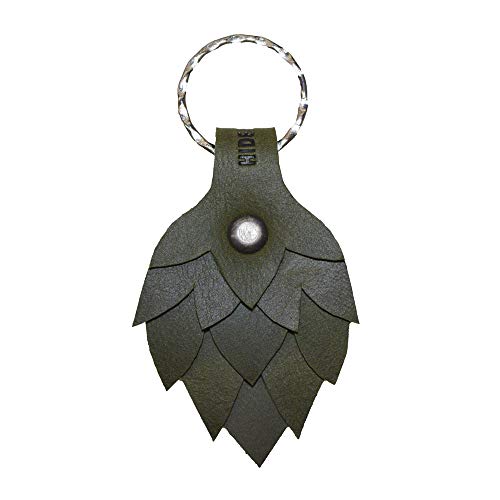 Hide & Drink, Hop Flower Leather Keychain/Key Ring/Holder/Beer Lover/Brewer/Accessories, Handmade Includes 101 Year Warranty :: Dark Jade