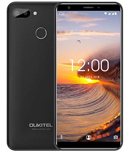 OUKITEL C11 Pro 4G Smartphone Libres Dual SIM Android 8.1-5.5 Pulgadas (18: 9) Telefono Movil, Quad-Core 1.5GHz 3GB + 16GB, Camara Triple 8MP+2MP +2MP, Huella Digital/GPS, 3400mAh bateria Negro