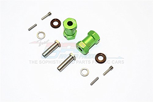 Axial RR10 Bomber Upgrade Parts Aluminum Wheel Hex Adapters 21mm Width (Use For 4mm Thread Wheel Shaft & 5mm Hole Wheel) - 1Pr Set Green