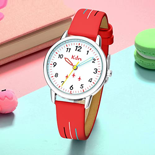 KDM Kids Watch Boys Girls Red Analog Watches for Kids Ages 3-12