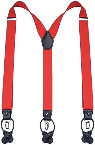 Warm Sunshine Men's Suspenders with Convertible Clip,Leather Button Ends-46",Red