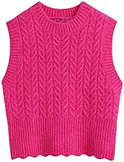Liuqinfqinsmj Vests For Women, Women's 3/4 Twill Knit Vest Sweater