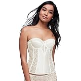 Satin and Lace Torsolette with Floral Detail Bridal Bustier Style 8949