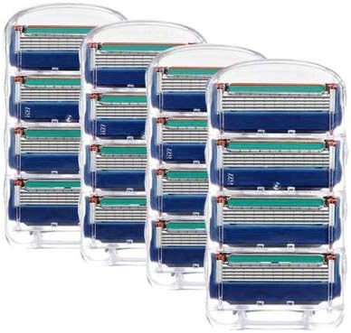 Amazon ジレット フュージョン用 替刃 互換品 4セット 16個 髭剃り Gillette Fusion プログライド パワー 替え刃 ブルー ノーブランド品 カミソリ替刃