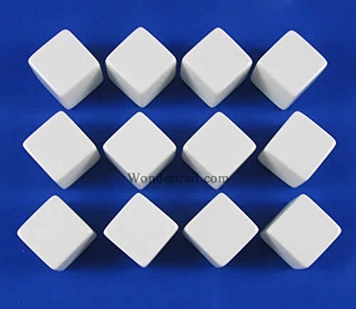 White D6 Blank 16mm Dice Set with Stickers (12)