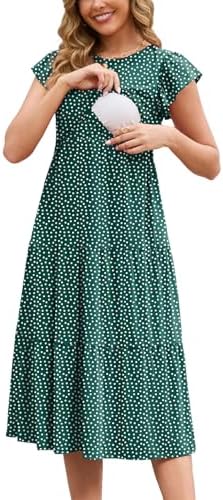 CzzzyL Womens Nursing Dress Casual Round Neck Flutter Short Sleeve Wear for  Pregnant Ruffle Plus Size Flowy Modern Breast Feeding(Black,Small) at  Amazon Women's Clothing store