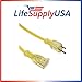 50ft Power Outdoor Extension Cord & Indoor - Waterproof Electric Drop Cord Cable - 3 Prong SJTW, 12 Gauge, 15 AMP, 125 Volts, 1875 Watts, 12/3 by LifeSupplyUSA - Yellow (1 Pack)