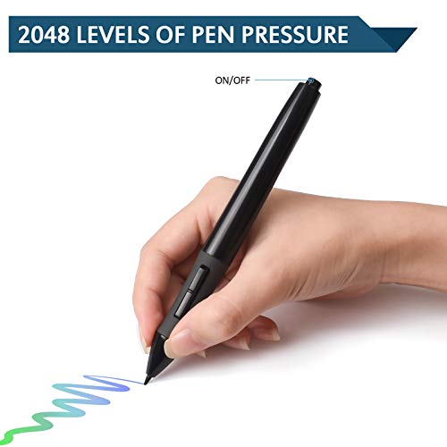 Huion P80 Rechargeable Digital Pen, 2048 Pressure Sensitivity Digital Stylus Pen for Professional Wireless Graphic Drawing Tablet (Charging Cable Included)