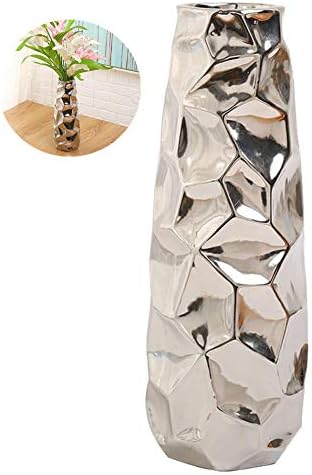 WEIDILIDU 11.8 inch High Ceramic Vase - Silver - Three-Dimensional Surface - Home Decoration Porcelain vase (WEIDI-1213)