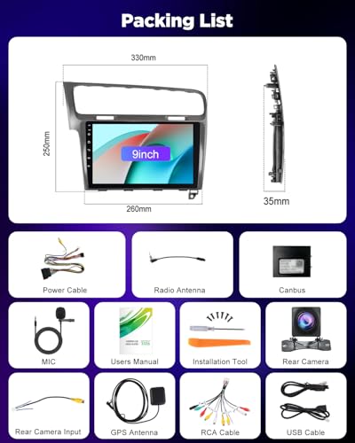 NHOPEEW 8 Core 6+128G Android Car Radio for VW Golf 7 MK7 2012-2020 with Wireless Carplay and Android Car DSP Wifi GPS Steering Wheel Controls 360 Panoramic View