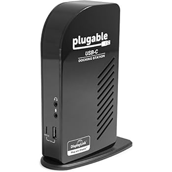 Plugable USB-C Triple Display Docking Station with Charging Support/Power Delivery for Specific Windows and Mac USB Type-C and Thunderbolt 3 Systems