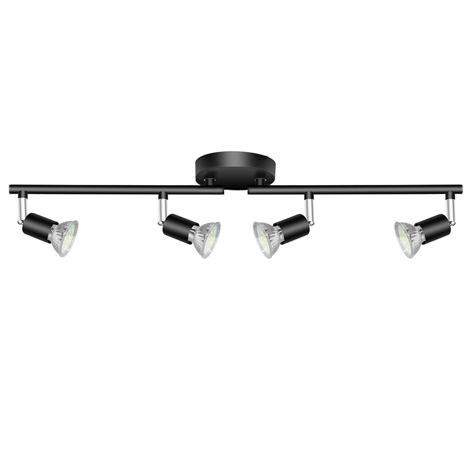 HURYEE Kitchen Lights,Ceiling Lighting Kits, Swivelling Ceiling Spotlight for Bedroom, Kitchen and Living Room(GU10 LED Bulbs not Included) (Brush Nickel) (4 Way Black)