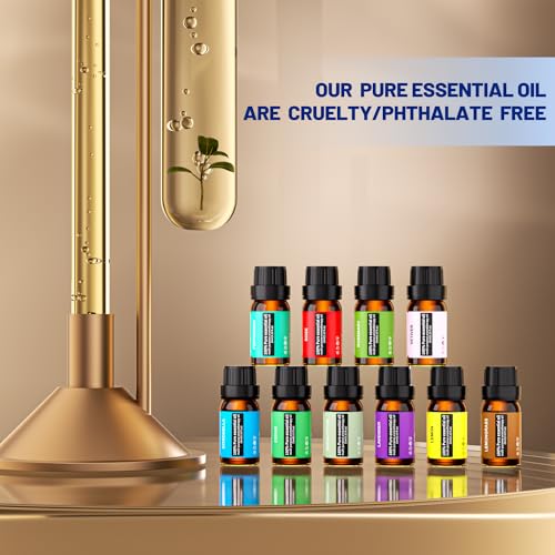 ESSENTIAL OIL DIFFUSER GIFT SET,10 ESSENTIAL OIL,550ML OIL DIFFUSER & ESSENTIAL OIL DIFFUSERS WITH 4 TIMER &AUTO SHUT-OFF FOR & 15 AMBIENT LIGHT SETTINGS