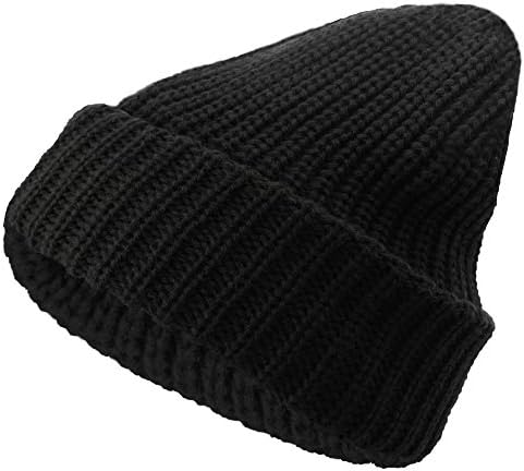 Men Knitted Beanie Winter Wooly Warm Slouchy Hat with Cosy Fleece Liner Chunky Thermal Skull Cap for Indoor and Outdoor Sports
