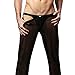 iEFiEL Mens Mesh See Through Home Lounge Pants Nightwear (M, Black)