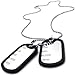 KONOV Army Style 2pcs Dog Tag Pendant Mens Necklace Chain, Silver