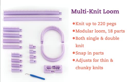 Authentic Knitting Board Adjustable Multi-Knit Loom, snap in parts, small and large gauge