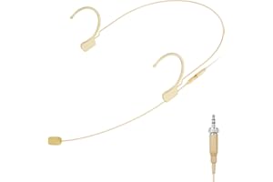 KIMAFUN Beige Headset Microphone, Pro Over-Ear Condenser Headworn Mic Compatible with Sennheiser Wireless Bodypack Transmitte