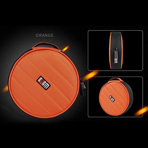 0721H BUBM Portable Round 32 CD Disc Storage Case Bag Heavy Duty CD/DVD Wallet for Car, Home, Office and Travel (Orange)
