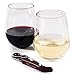 Unbreakable Stemless Wine Glasses |2 BONUSES: Corkscrew + E-Book | 100% Tritan Plastic Shatterproof Dishwasher-Safe Glassware | BPA-Free | Set Of 4 | 16oz | Ideal for Indoor/Outdoor Use | by Vinosimo