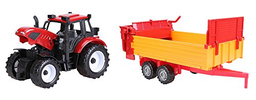 Cltoyvers Red Farm Tractor with Sowing Trailer Farm Tractors Toys Wagon Farmer Vehicle Seeding Machine Toy for Kids Boys Pretend Play Friction Powered Tractor Toys Playset - Thumbnail 6