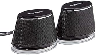 Amazon Basics USB-Powered Computer Speakers with Dynamic Sound | Black, 4-pack