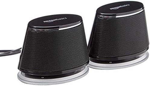 Amazon Basics USB-Powered Computer Speakers with Dynamic Sound | Black, 4-pack