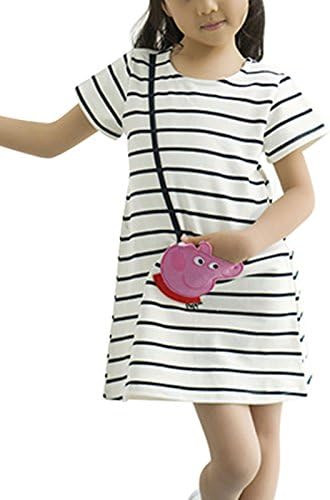 Wengif Kids Little and Big Girls' Peppa Pig Stripe T-shirt Short Sleeve Dress