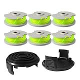 Thten Trimmer Replacement Spools for Worx WA0014 WG168 WG184 WG190 WG191 Weed Eater String Edger Spool Line Refills Parts Auto-Feed 20ft 0.080" with WA0037 Cap Covers (6 spools,2 Cap)