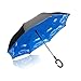 Elover 32in X 8 Panels Double Layer Inverted Umbrella, A- Sky Blue