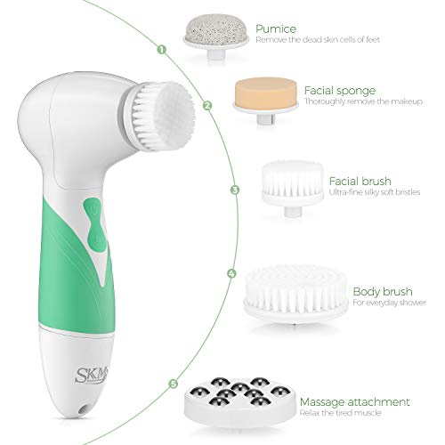 SKM 5 in 1 Facial Cleansing Brush Set, Multifunctional Electric Facial and Body Cleansing Spin Brush Set with 5 Brush Heads for Deep Cleansing, Gentle Exfoliating, Removing Blackhead for Face and Body - Thumbnail 2
